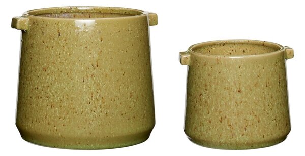 Zestaw 2 zielonych ceramicznych doniczek Hübsch Herb