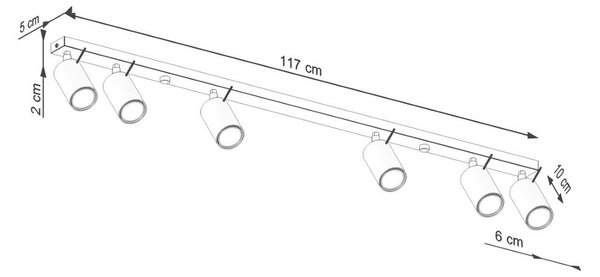 Ceglasta lampa punktowa 6x117 cm Etna – Sollux