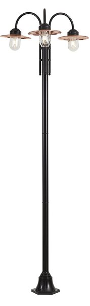 Nowoczesna lampa zewnętrzna czarna z miedzią 235 cm 3-źródła światła IP44 - Kansas