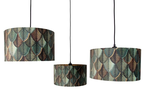 Lampa wisząca czarna z kloszem w liście i złotym wnętrzem 35 cm - Cava