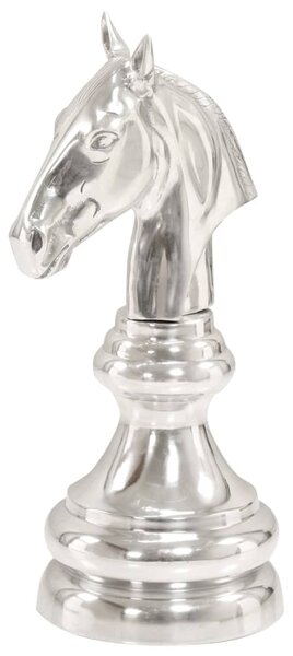Rzeźba szachowego skoczka, lite aluminium, 54 cm, srebrna