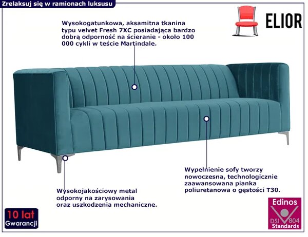 Welurowa sofa trzyosobowa 9 kolorów R4-Z20