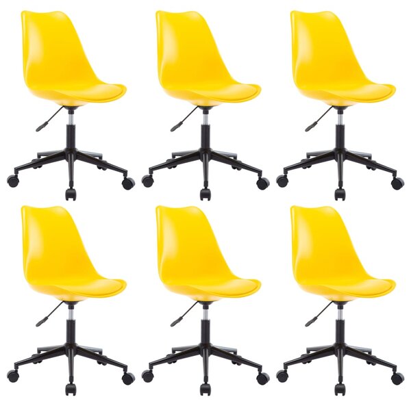 Obrotowe krzesła jadalniane, 6 szt., żółte, sztuczna skóra
