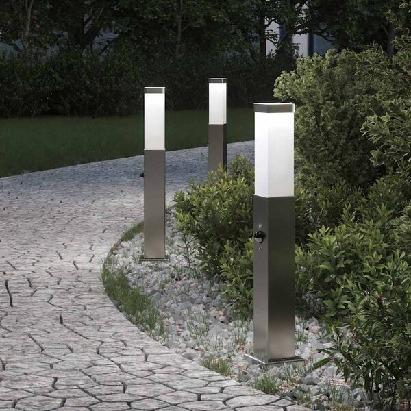 Lampy słupkowe z czujnikiem 3 szt. 50 cm Stal nierdzewna IP44