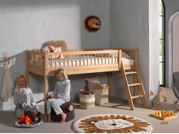 Podwyższone łóżko dziecięce z litego drewna dębowego 90x200 cm Forrest – Vipack