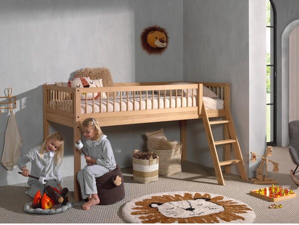 Podwyższone łóżko dziecięce z litego drewna dębowego 90x200 cm Forrest – Vipack