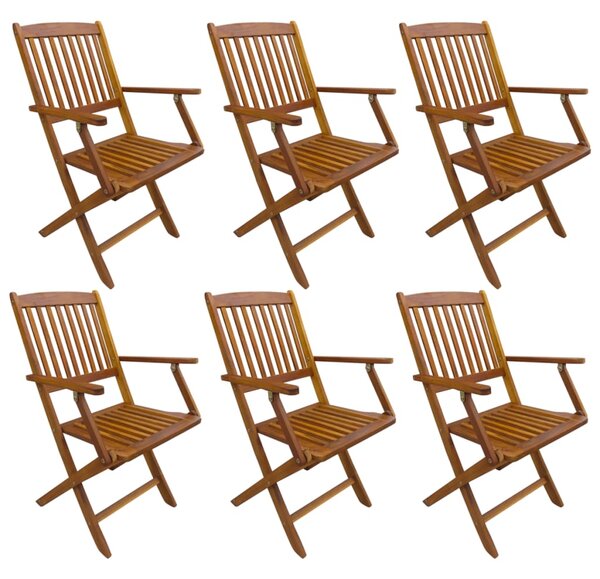 Składane krzesła ogrodowe, 6 szt., lite drewno akacjowe