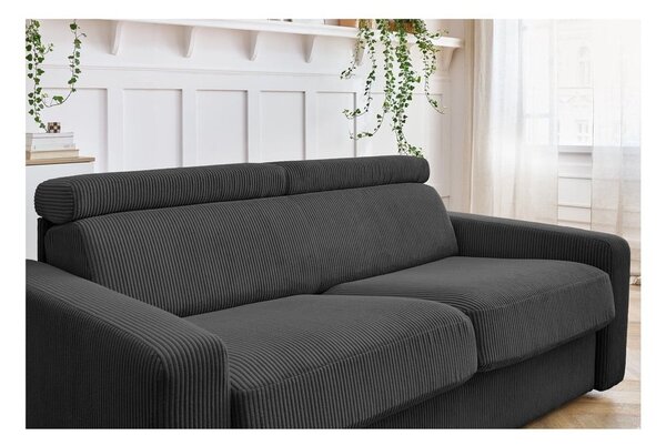 Ciemnoszara sztruksowa rozkładana sofa 195 cm Monaco – Bobochic Paris