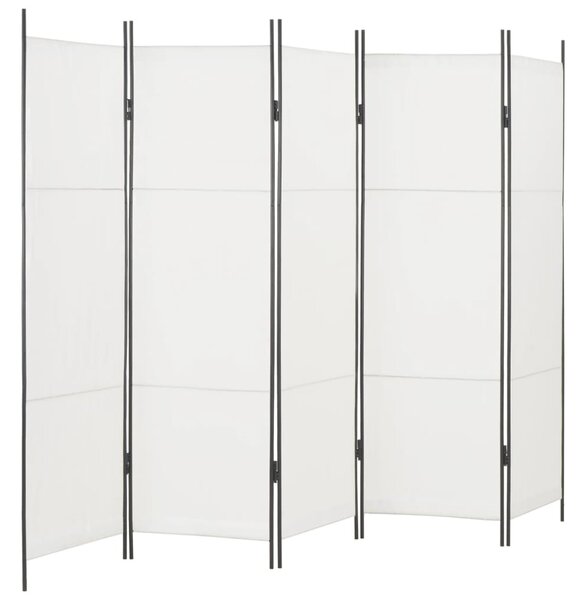 Parawan 5-panelowy, biały, 250 x 180 cm