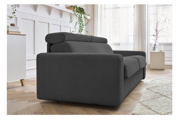 Ciemnoszara sztruksowa rozkładana sofa 195 cm Monaco – Bobochic Paris