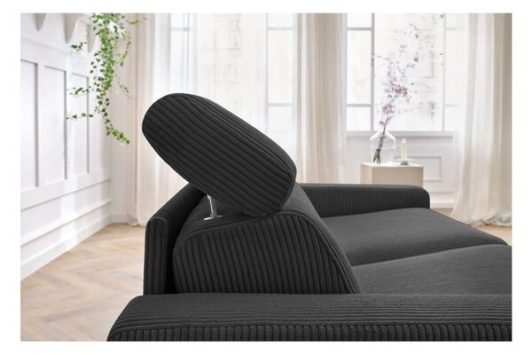 Ciemnoszara sztruksowa rozkładana sofa 195 cm Monaco – Bobochic Paris