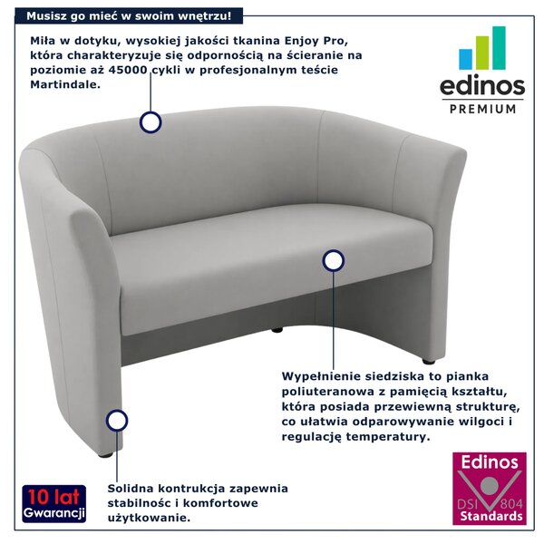 Szara sofa nowoczesna dwuosobowa G6-L76