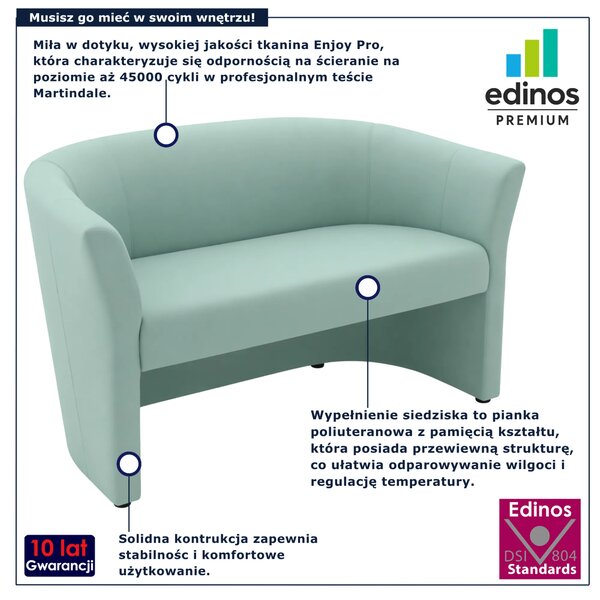 Miętowa sofa w stylu nowoczesnym B1-G25