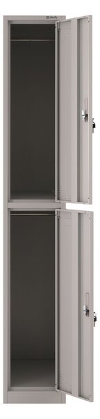 Metalowa wąska szafa pracownicza z drążkiem Turyn Grey