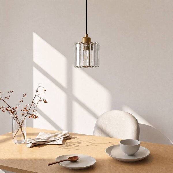 Lampa wisząca Yakops Opviq, możliwość ściemniania, mosiężny / złoty, salon / jadalnia, szkło