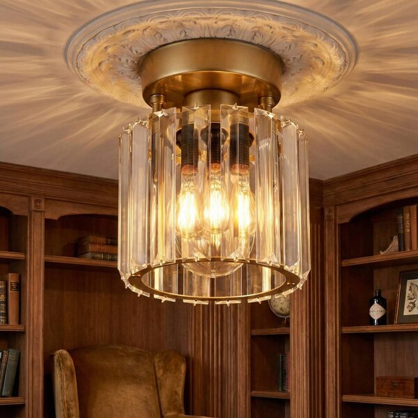 Lampa sufitowa Yakops Opviq, możliwość ściemniania, mosiężny / złoty, salon / jadalnia, szkło