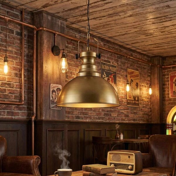 Lampa wisząca Kure Opviq, możliwość ściemniania, mosiężny / złoty, salon / jadalnia, metal, vintage