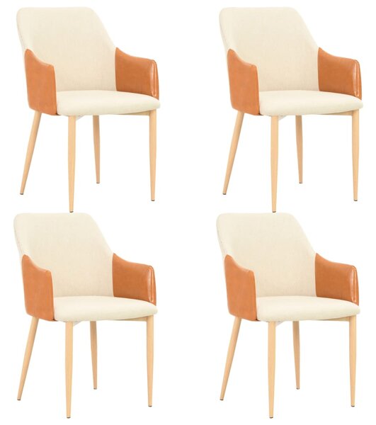 Krzesła stołowe, 4 szt., brązowo-kremowe, tkanina