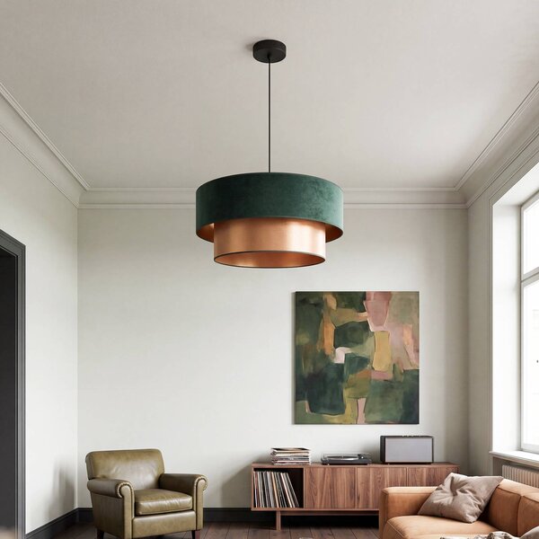 Lampa wisząca Dorina Duolla, zielony, sypialnia, tkanina / materiał / jedwab, młodzieżowy