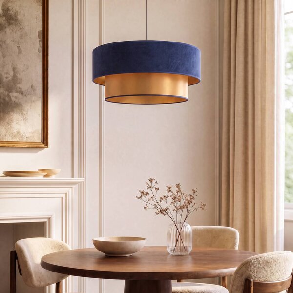 Lampa wisząca Dorina Duolla, niebieski, sypialnia, tkanina / materiał / jedwab, młodzieżowy
