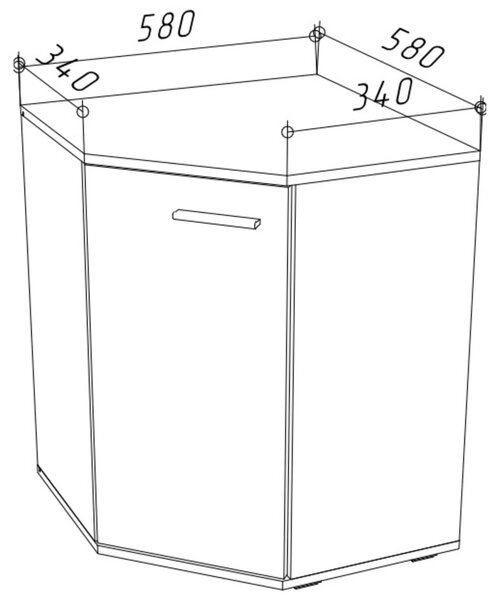 Kaszmirowa komoda szafka narożna z półkami D5-W47