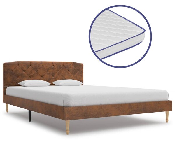 Łóżko z materacem memory, sztuczna skóra zamszowa, 140 x 200 cm