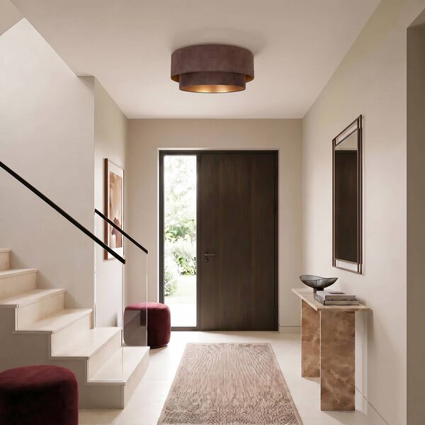 Lampa sufitowa Boho Duolla, brązowy / rdzawy, przedpokój, tkanina / materiał / jedwab, młodzieżowy
