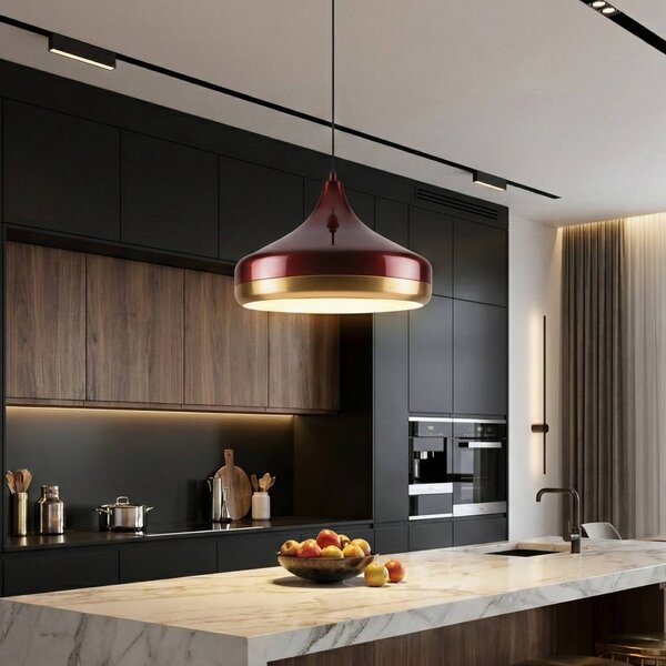 Lampa wisząca Yıldo Opviq, możliwość ściemniania, czerwony, salon / jadalnia, metal, nowoczesny