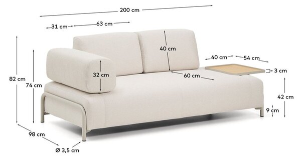 Beżowa sofa modułowa z tkaniny szenilowej 220 cm Compo – Kave Home