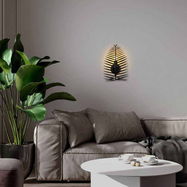 Kinkiet LEAF Opviq, możliwość ściemniania, czarny, salon / jadalnia, metal, nowoczesny