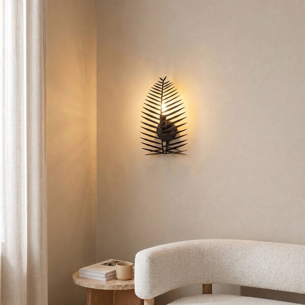 Kinkiet LEAF Opviq, możliwość ściemniania, czarny, salon / jadalnia, metal, nowoczesny