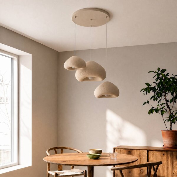 Lampa wisząca Lora Opviq, możliwość ściemniania, kremowy / amber, salon / jadalnia, tworzywo sztuczne, nowoczesny