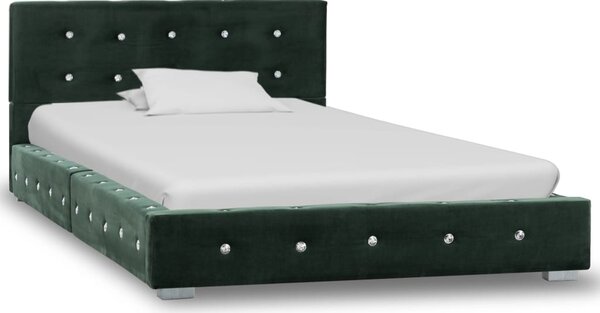 Rama łóżka, zielona, tapicerowana aksamitem, 90 x 200 cm