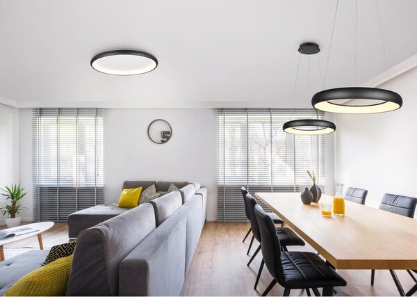 Czarna lampa sufitowa LED ze ściemniaczem Cardona – Trio