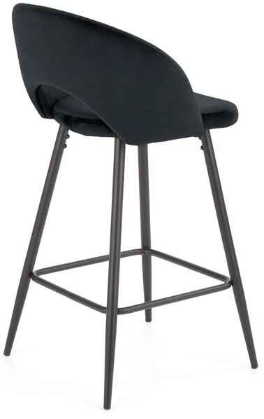 Czarny metalowy hoker tapicerowany welurem K7-D33
