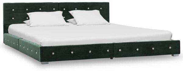 Rama łóżka, zielona, tapicerowana aksamitem, 160 x 200 cm