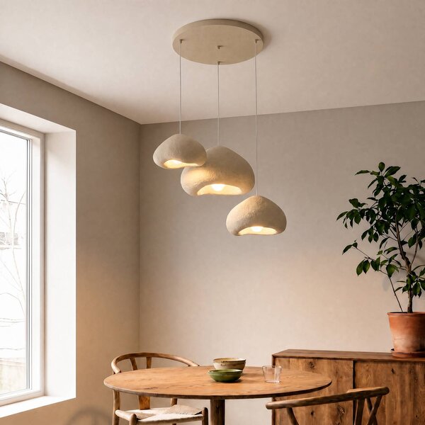 Lampa wisząca Lora Opviq, możliwość ściemniania, kremowy / amber, salon / jadalnia, tworzywo sztuczne, nowoczesny