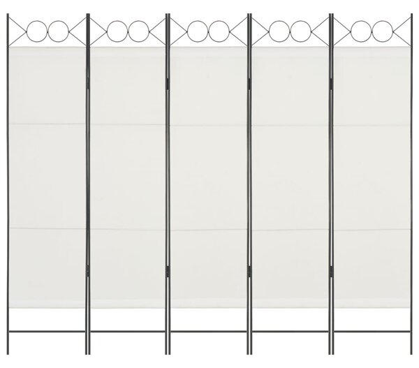 Parawan 5-panelowy, biały, 200 x 180 cm