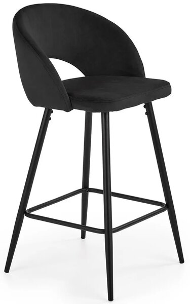 Czarny metalowy hoker tapicerowany welurem K7-D33