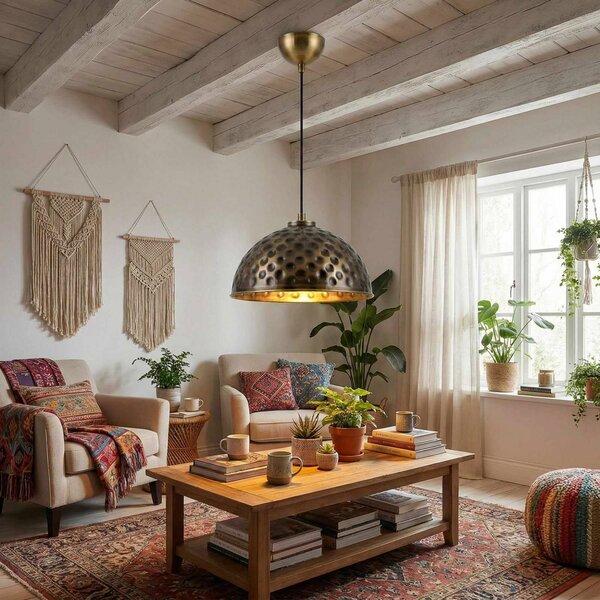 Lampa wisząca ECHO Opviq, możliwość ściemniania, brązowy / mosiężny, salon / jadalnia, metal