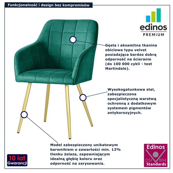 Zestaw 2 zielonych krzeseł w stylu glamour N6-K35