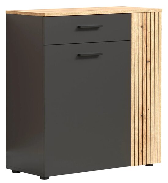 Komoda dwudrzwiowa z szufladą grafit + dąb evok K3-F25