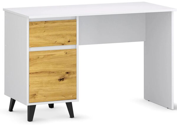 Skandynawskie biurko z szafką i szufladą biały + dąb artisan L5-C56