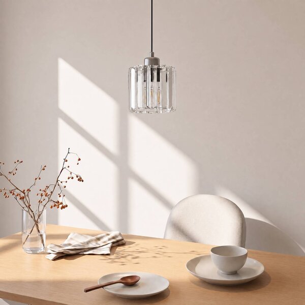 Lampa wisząca Yakops Opviq, możliwość ściemniania, chromowy / srebrny, salon / jadalnia, szkło