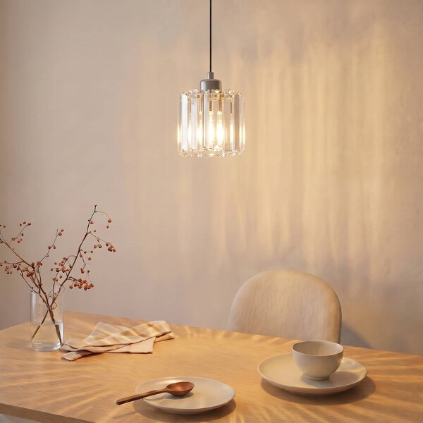 Lampa wisząca Yakops Opviq, możliwość ściemniania, chromowy / srebrny, salon / jadalnia, szkło