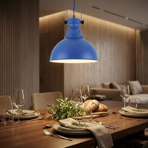 Lampa wisząca Kure Opviq, możliwość ściemniania, niebieski, salon / jadalnia, metal, vintage