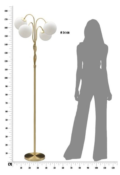 Lampa stojąca w biało-złotym kolorze ze szklanym kloszem (wysokość 176 cm) Glamy – Mauro Ferretti