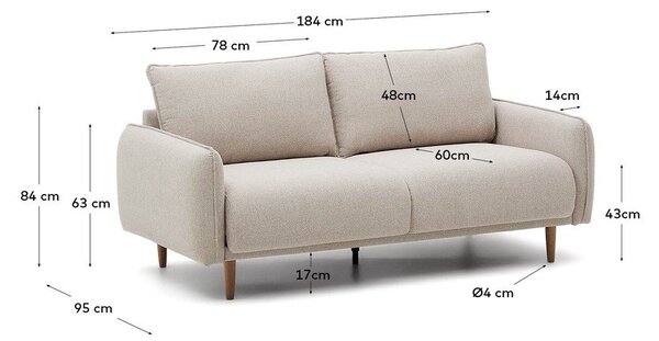 Beżowa sofa 184 cm Carlota – Kave Home