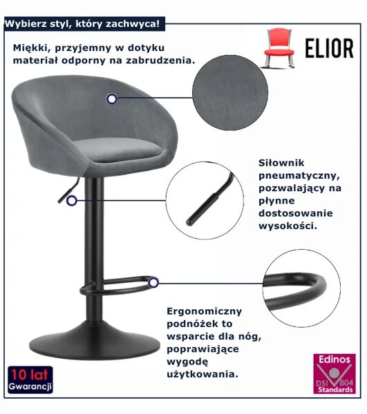 Szary hoker aksamitny T2-L30