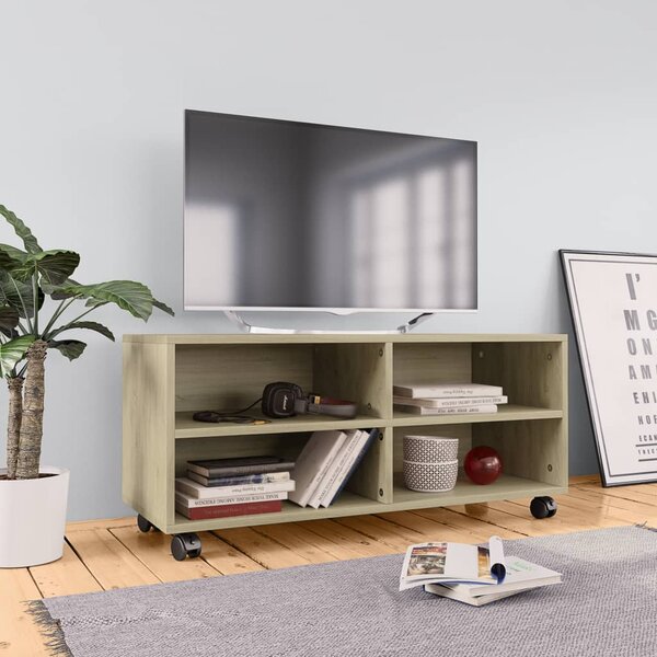 Szafka pod TV, dąb sonoma, 90x35x35 cm, materiał drewnopochodny